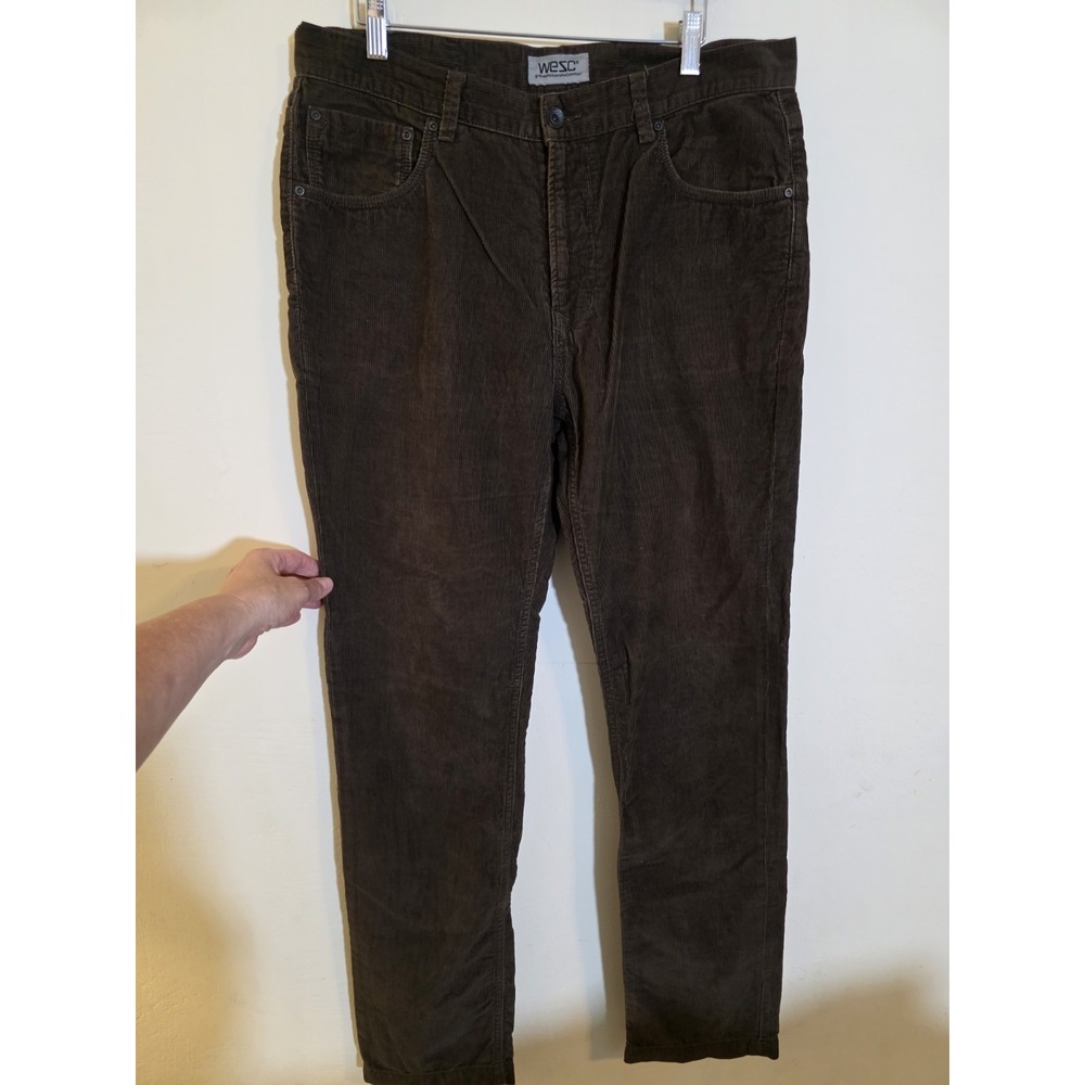 WeSC Men's 33X32(Act34x31.5)Relaxed Fit‎ Brown Cotton Corduroy 5-pocket Pants